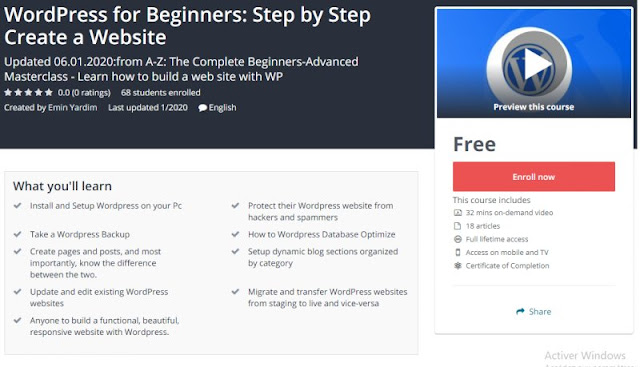 [100% Free] WordPress for Beginners: Step by Step Create a Website