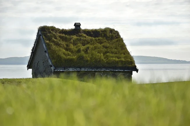 Stone house -- green roof