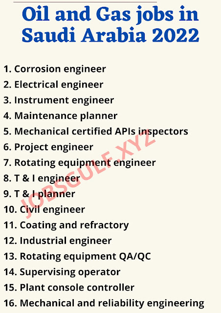 Oil and Gas Latest jobs in Saudi Arabia 2022