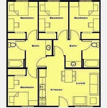 desain rumah minimalis 1 lantai 4 kamar tidur - gambar