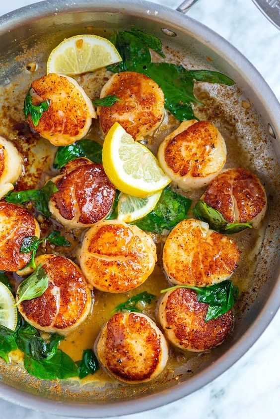Seared scallops cook quickly — within 5 minutes — and are best when enjoyed straight-away. If you’re serving them with pasta, vegetables or rice, make sure they are ready before cooking the scallops
