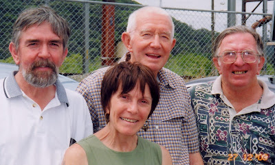 Laurie with his three children (New Years 2004)(Laurie 82; Barry 58; Julie 55; Ross 53)