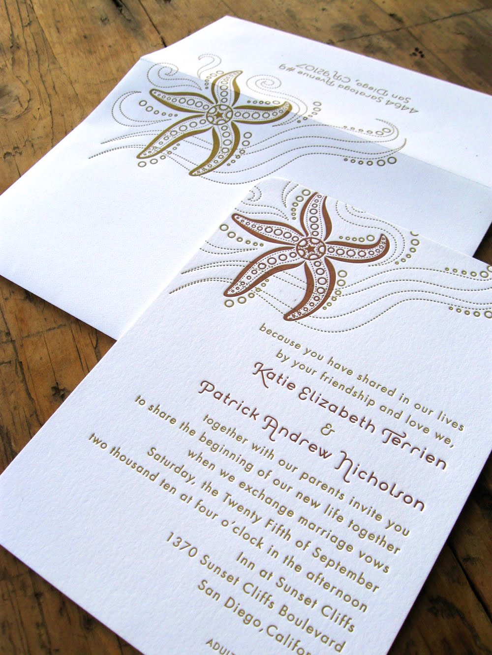 starfish wedding invite