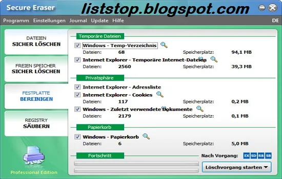 Secure Eraser Professional Information Collection