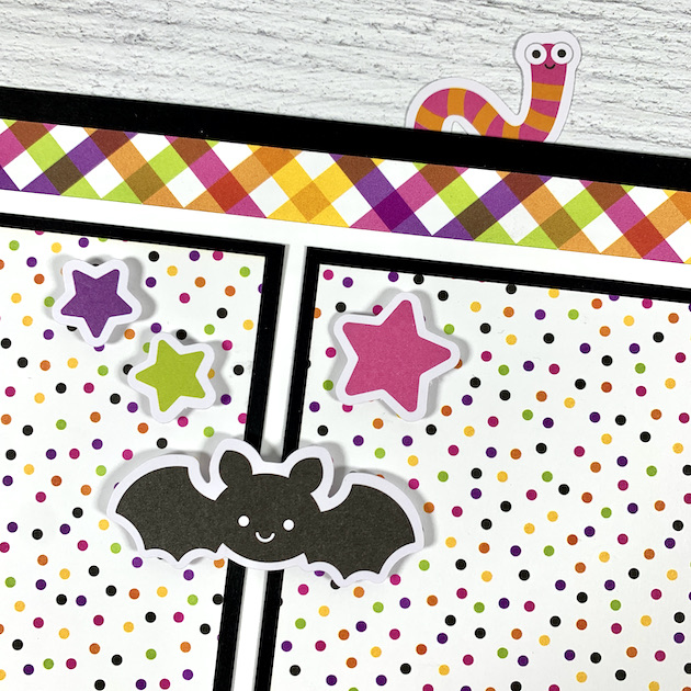 12x12 Halloween Scrapbook Page with bat and stars