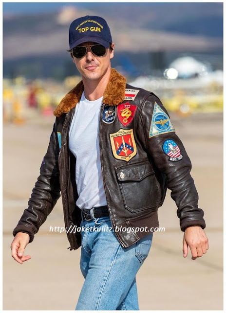 Gambar JAket Kulit Aviator Top Gun