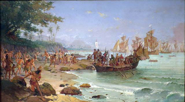 13 Portuguese caravels, and 1,200 people under the command of Pedro Álvares Cabral, first arrived in Brazil.