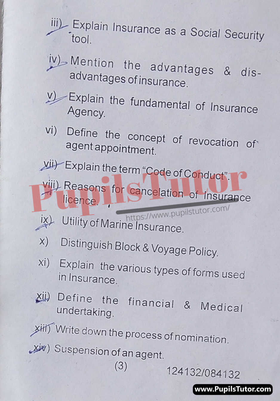 Free Download PDF Of Haryana State Board of Technical Education (HSBTE) FAA (Finance Accounts And Auditing) Third Semester Latest Question Paper For Fundamentals Of Insurance Subject (Page 3) - https://www.pupilstutor.com