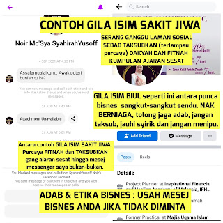 Penjenayah cyberbully body shaming, Adab, akidah, jaga adab, jaga akidah, bomoh ilmu hitam, gila isim, kumpulan ajaran sesat, halusinasi, akhir zaman teori konspirasi, scammer, gerakan new age