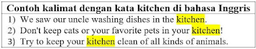 27 contoh kalimat menggunakan kata kitchen dalam bahasa Inggris.