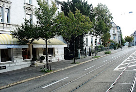 quiet Zurich street and shops