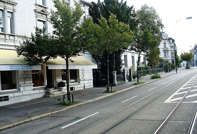 quiet Zurich street and shops