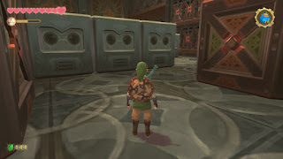 Link in one of the generator rooms with boxes that look like GameCubes