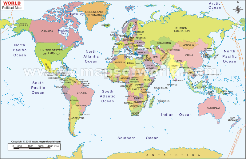 map of the world labeled with countries