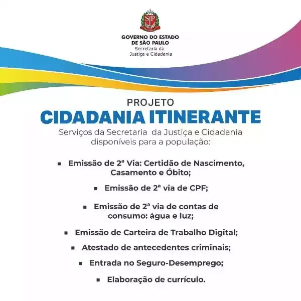 Registro-SP recebe Projeto Cidadania Itinerante entre os dias 2 e 6 de agosto