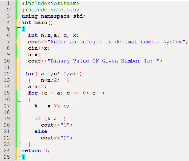 Decimal to Binary Conversion cplusplus code