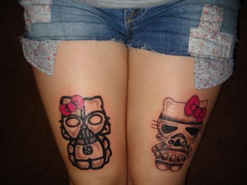 Hello Kitty Star Wars Darth Vader and Stormtrooper tattoo