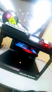 Makers Lab 3D Printer working hard making a 3D print using polylactic acid filament.