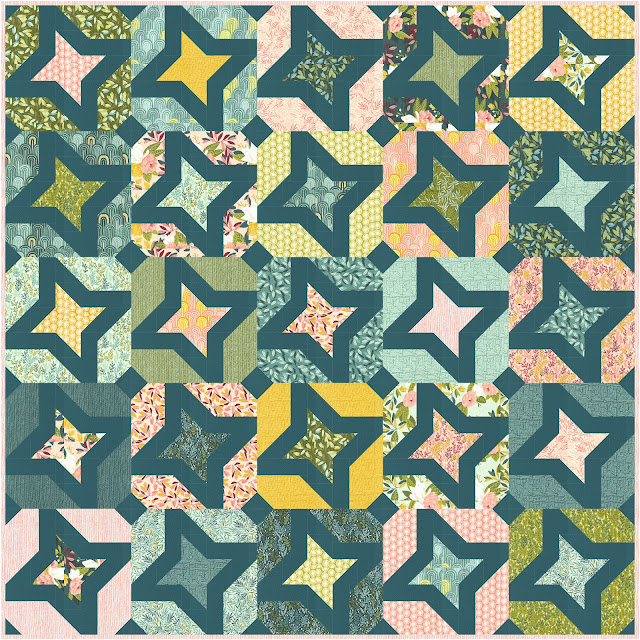 Stargazing quilt pattern in Willow fabric by 1 Canoe 2 for Moda Fabrics