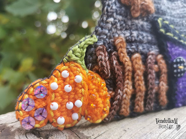 Crochet pumpkin embellished with beads