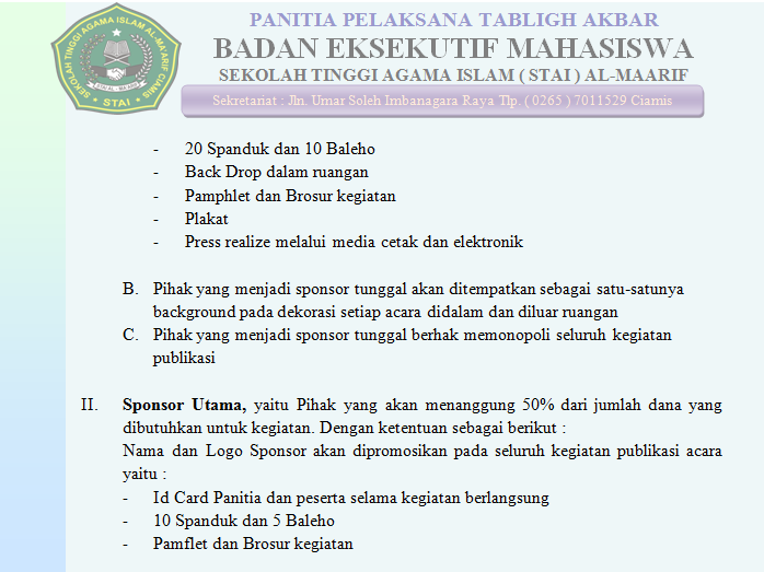 CONTOH PROPOSAL TABLIGH AKBAR  Belajar Membaca Menulis