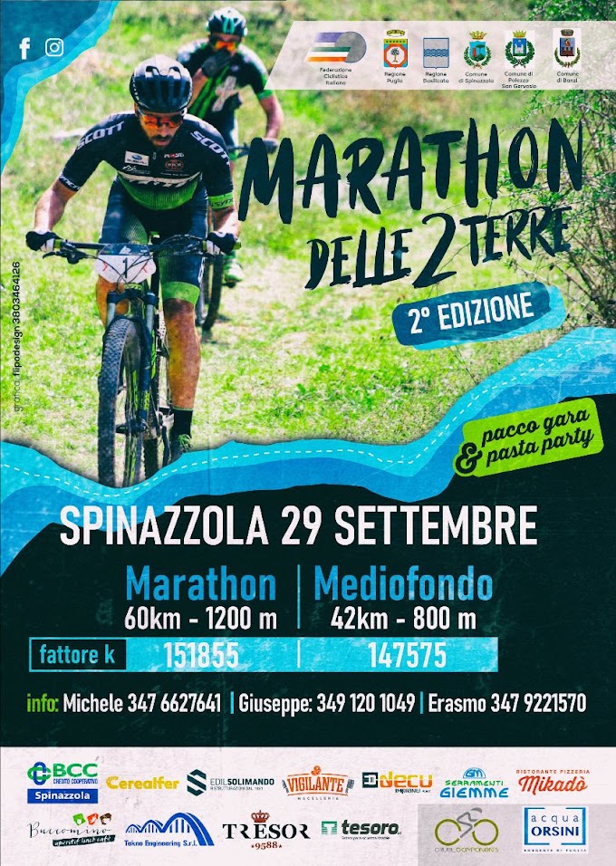 Ciclismo: entra nel vivo la Marathon delle 2 Terre tra Puglia e Basilicata