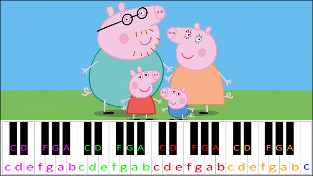 Peppa Pig Theme (Hard Version) Piano / Keyboard Easy Letter Notes for Beginners
