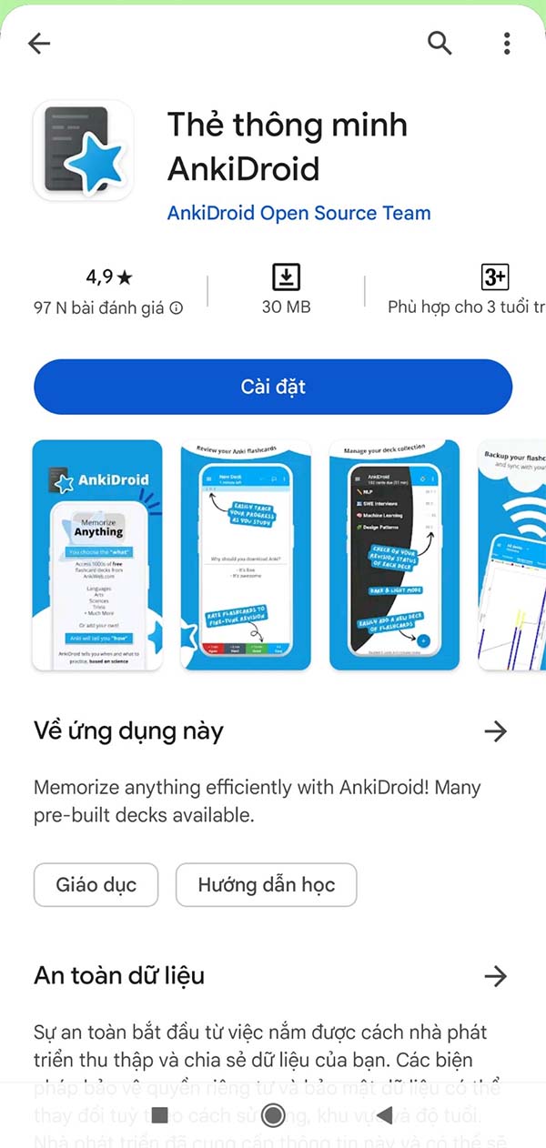 Thẻ thông minh AnkiDroid - Tải app trên Google Play, APP Store b