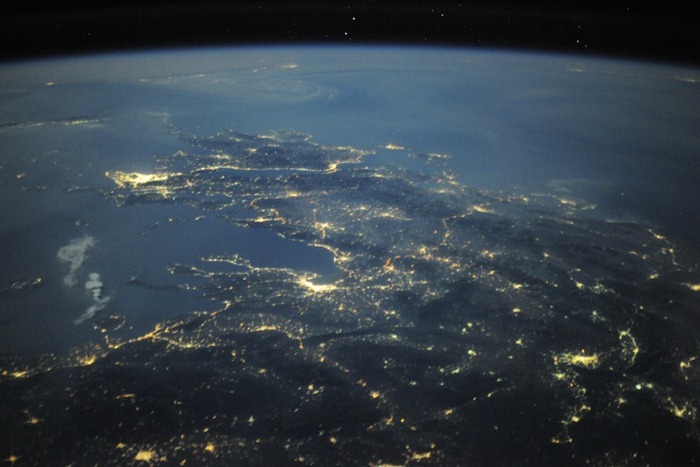 earth from space at night. ancient earth from space.