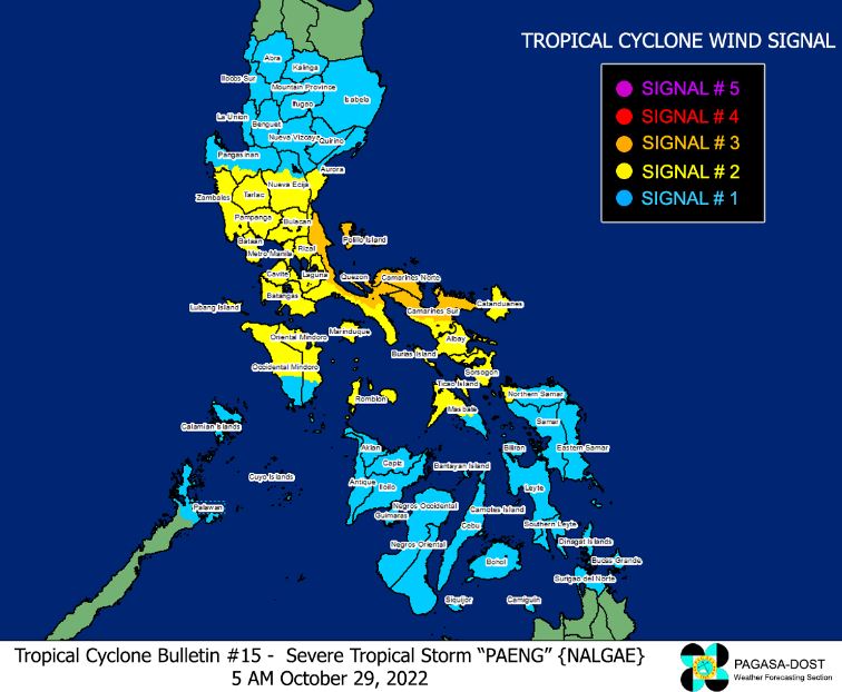 'Bagyong Paeng' PAGASA signal