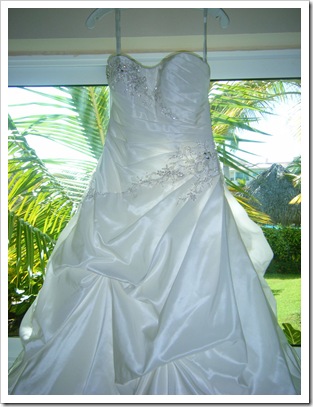 wedding dress in window