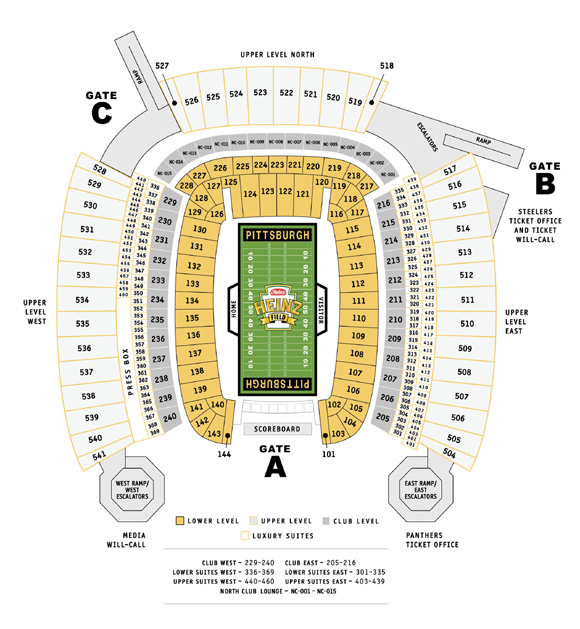 target field seating map. Heinz Field Seating Chart