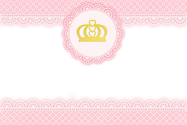 Golden Crown and Pink Lace Free Printable Invitation, Frame or Cards.