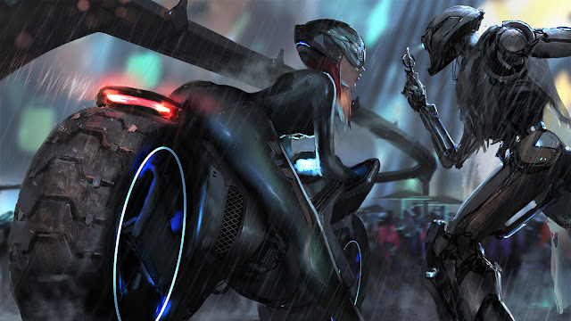 Cyberpunk Bike Girl Wallpaper