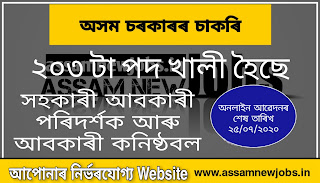 Excise Department of Assam Recruitment 2020 : Apply for Online 203 Posts