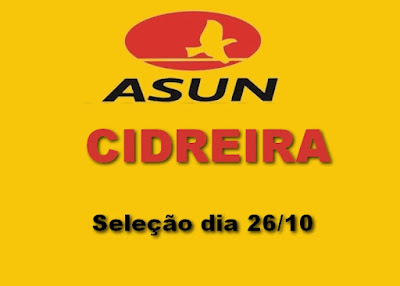 Seleção de Funcionários temporários para o Asun de Cidreira dia 26/10