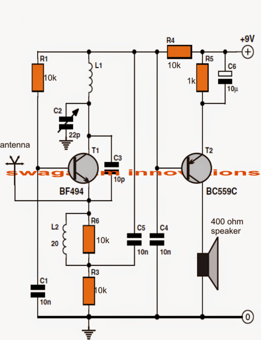 Bf494 Transistor    Circuit - Simple Fm Radio Circuit Using A Single Transistor And Amplifier With Loudspeaker - Bf494 Transistor Circuit