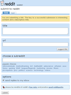 Reddit form for sharing a new post