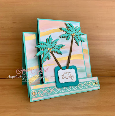 Angela's PaperArts: Stampin Up Paradise Palms centre step birthday card