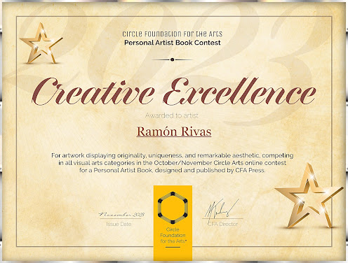 Certificado Premio a la Excelencia Creativa a Ramón Rivas