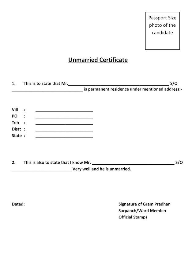 Unmarried Certificate PDF Download 2023 