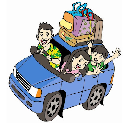 Gambar kartun keluarga naik mobil