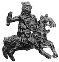 Badge Knight on horseback Tin-lead alloy.