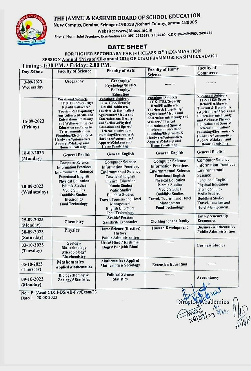 jkbose-class-12th-datesheet-bi-annual-2023