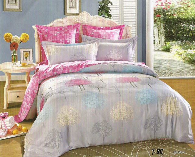 Sprei Tencel Pink Motif Pohon