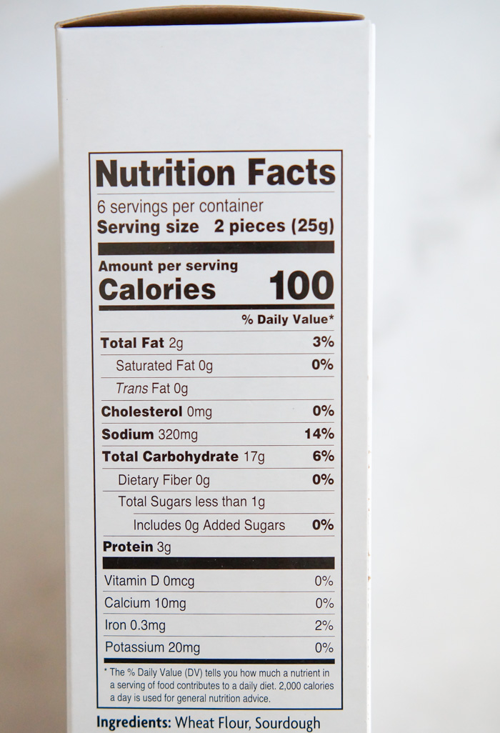 Trader Joe's Pretzel Breadsticks nutrition label