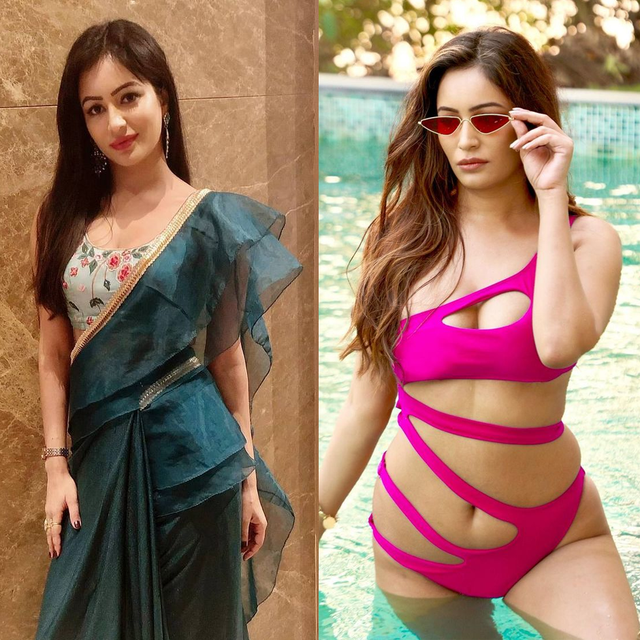 Pooja Bisht saree vs bikini hot actress