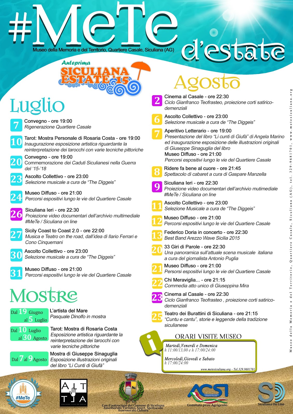 #MeTe d'estate: il calendario degli eventi estivi al Museo #MeTe di Siculiana
