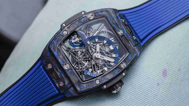 Réplique Montre Hublot Spirit Of Big Bang Tourbillon Noir de carbone et bleu 42mm Édition limitée