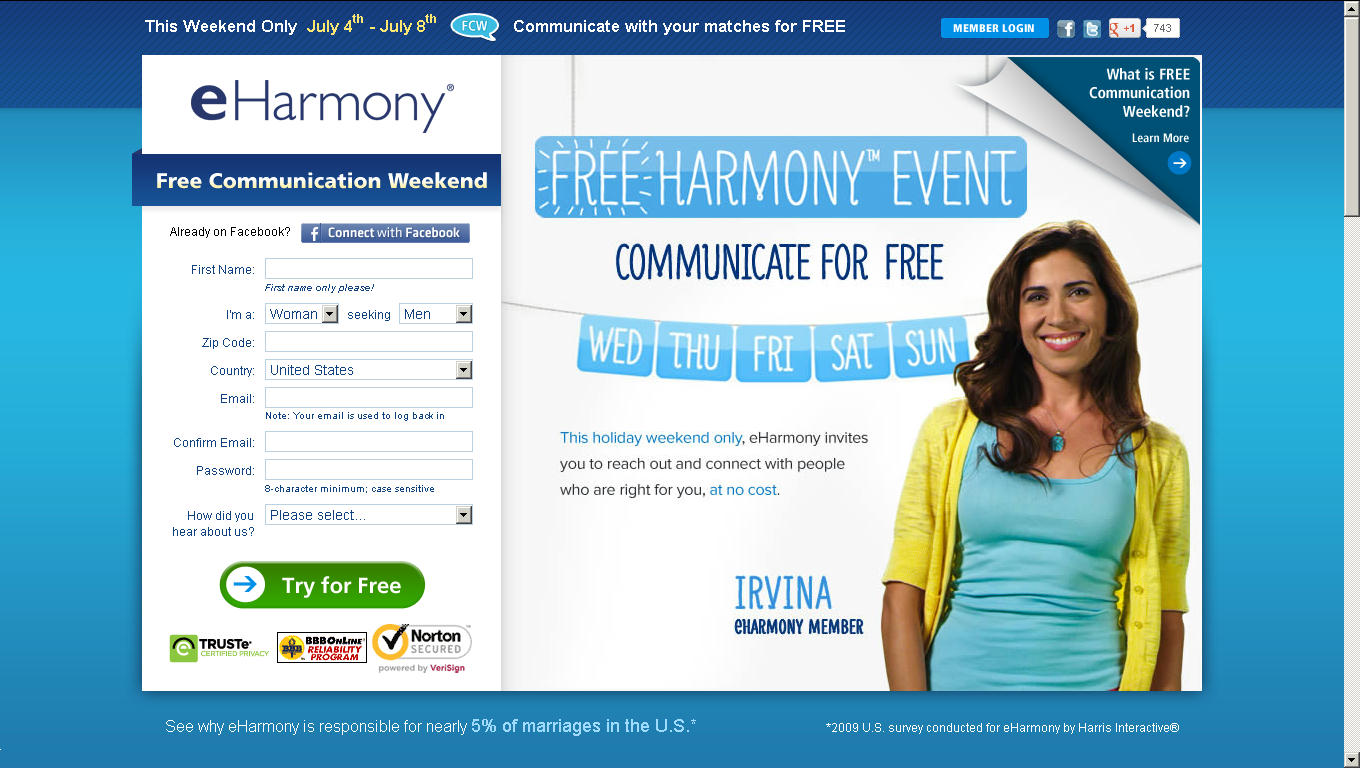 free dating site eharmony